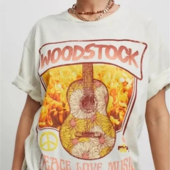 urban Outfitters Woodstock Tee by Goodie Two Sleeve Size S/M - Picture 2 of 5